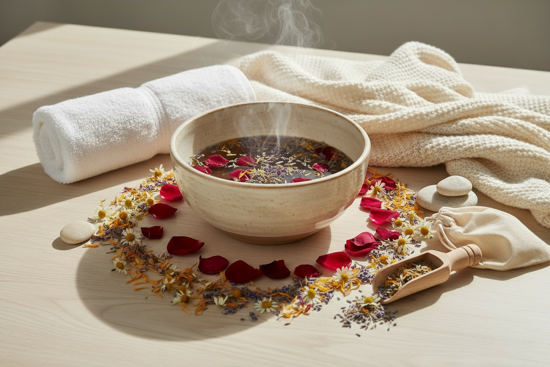 Love & Restore Økologisk Yoni Steam fra YOONI – håndblandet urteblanding til selvkærlige yoni-ritualer.
